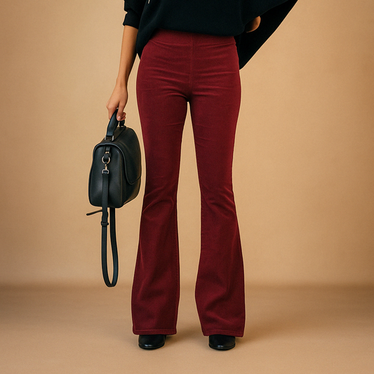 Women's Retro High Waist Flared Corduroy Pants - Luxivelle