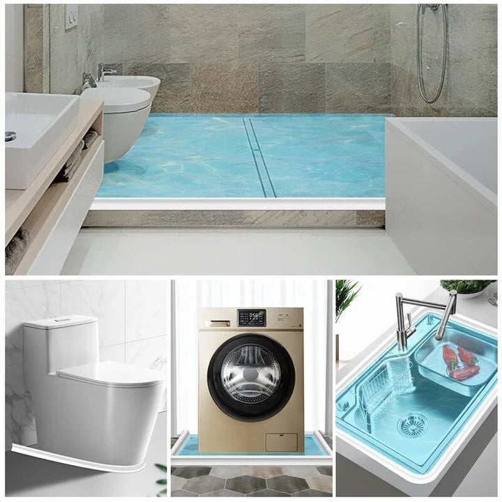 "Flexible waterproof silicone shower seal for leak prevention, shown in sleek design, ideal for bathroom water barrier."