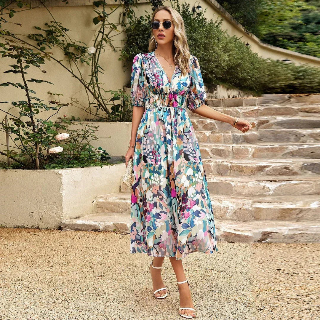 Sleeveless V Neck Summer Dress