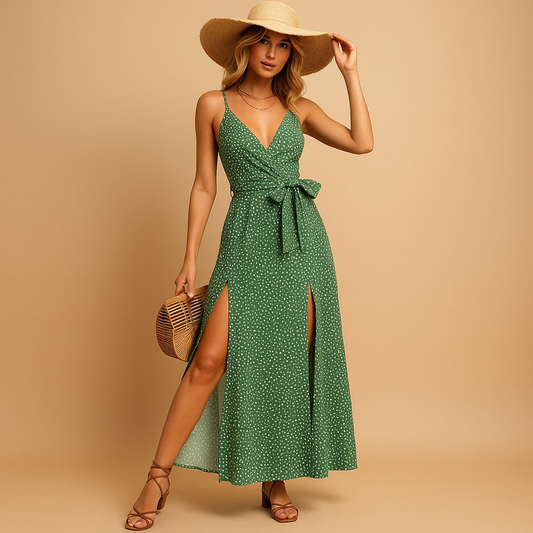 Summer V-Neck Floral Women's Dress - Luxivelle