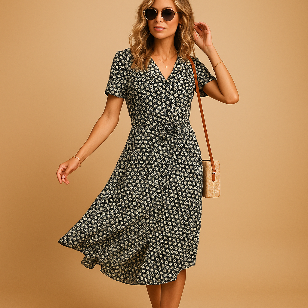 Pretty Summer Dress for Women with Short Sleeves - Luxivelle