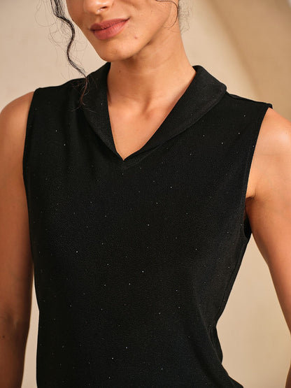 Premium Glitter V Neck Golf Women's Tank Top