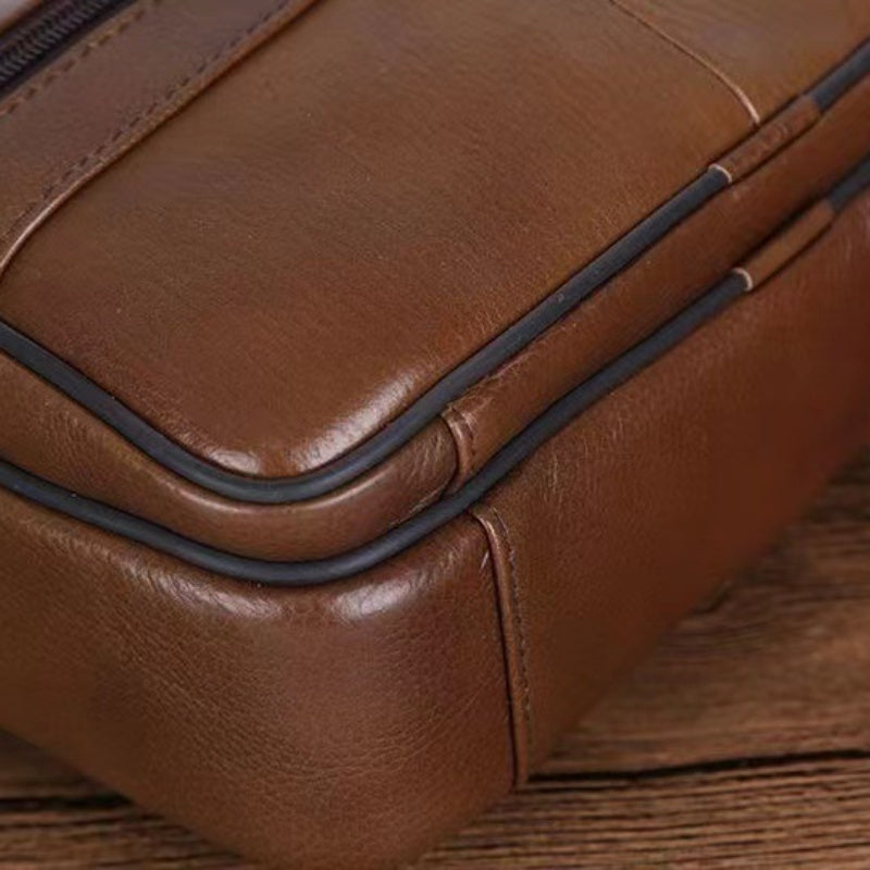 Real Leather Crossbody Bag - Men's Cowhide Shoulder Satchel
