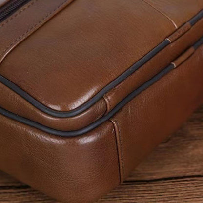 Real Leather Crossbody Bag - Men's Cowhide Shoulder Satchel