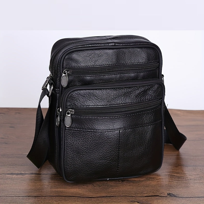 Real Leather Crossbody Bag - Men's Cowhide Shoulder Satchel