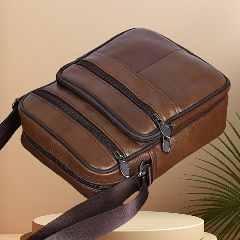 Real Leather Crossbody Bag - Men's Cowhide Shoulder Satchel - Luxivelle