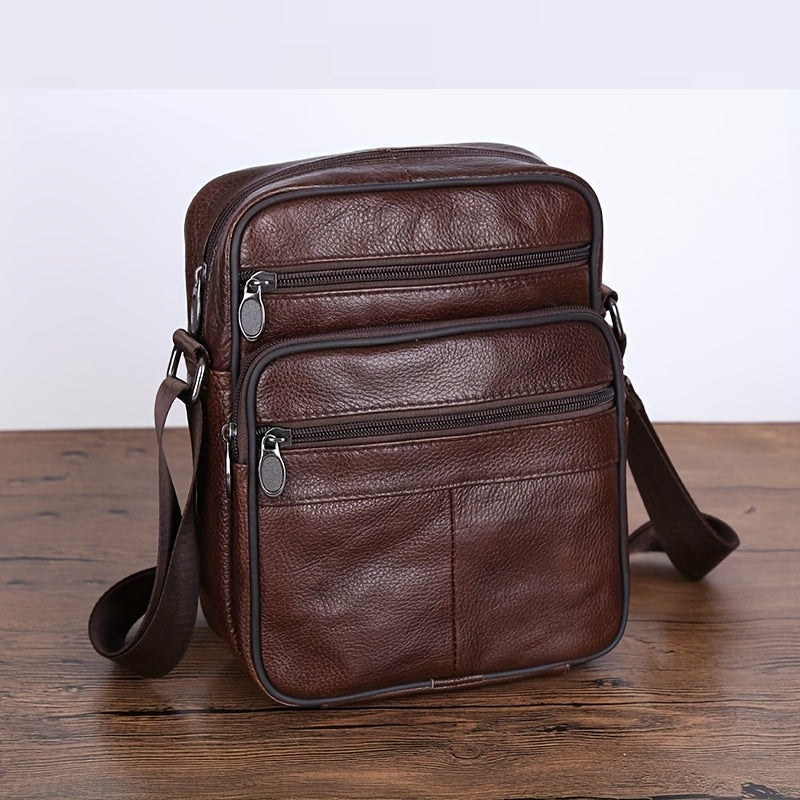 Real Leather Crossbody Bag - Men's Cowhide Shoulder Satchel