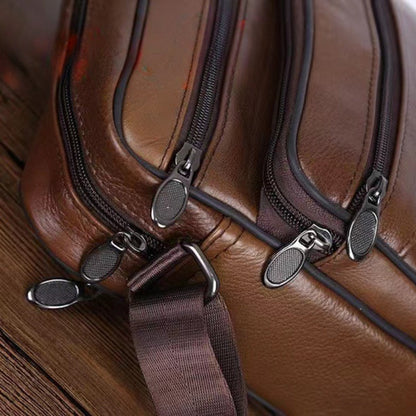 Real Leather Crossbody Bag - Men's Cowhide Shoulder Satchel