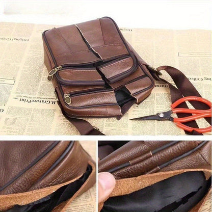 Real Leather Crossbody Bag - Men's Cowhide Shoulder Satchel