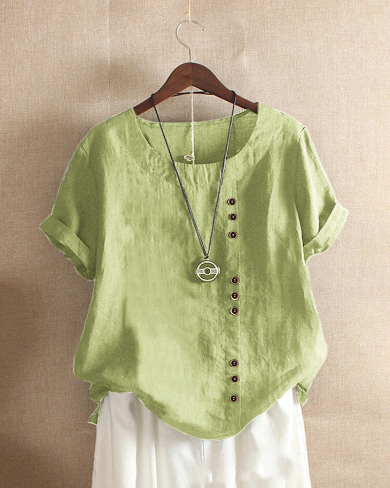 Variant image for Kelly Women's Blouse - Elegant Monochrome Short-Sleeved Top-49