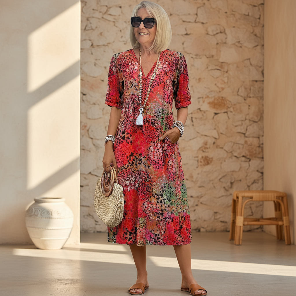 Colorful Women's Knee Length Dress - Luxivelle