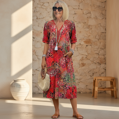 Colorful Women's Knee Length Dress - Luxivelle