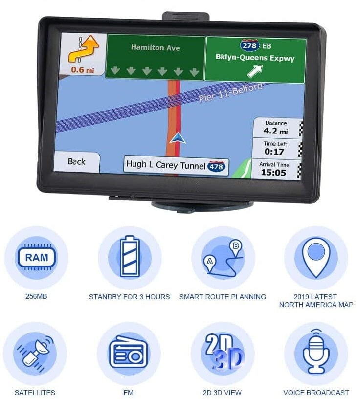 Compact 7 Car GPS Navigator with Lifetime Maps Update