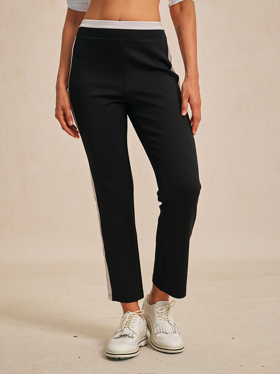 Comfortable 39 Inch Elastic Dark Blue Ankle Pants