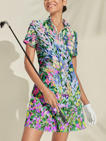 Floral Sun Protective Short Sleeve Maxi Dress