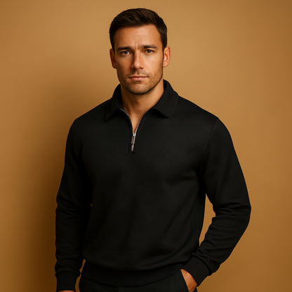 Stylish Quarter Zip Polo Sweater for Men - Luxivelle