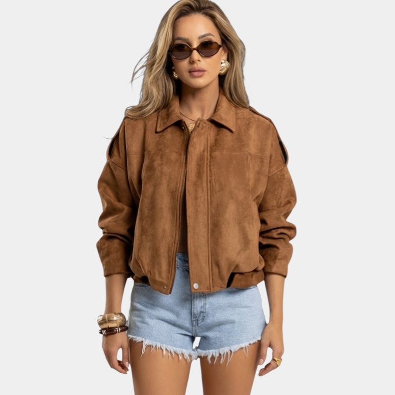 Luxurious Suede Leather Bomber Jacket