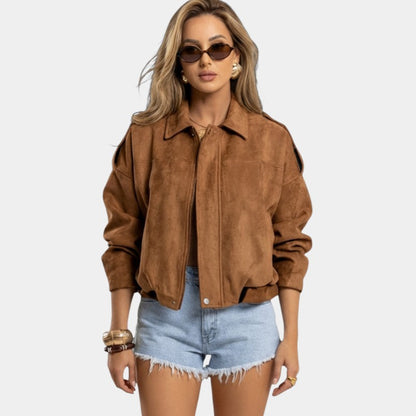 Luxurious Suede Leather Bomber Jacket