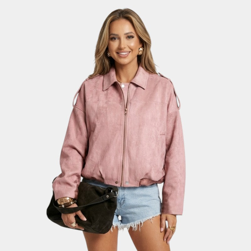 Luxurious Suede Leather Bomber Jacket