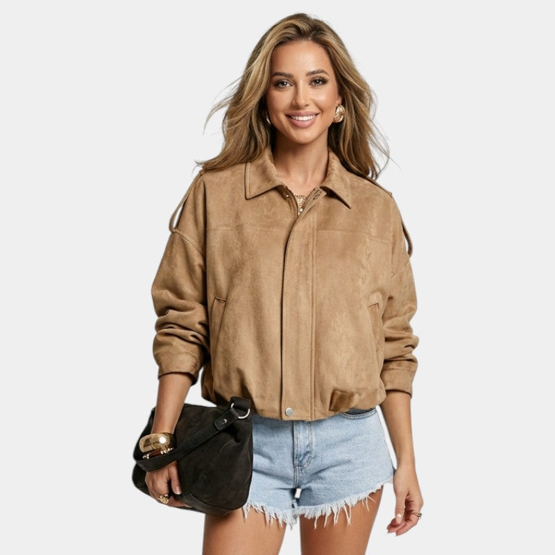 Luxurious Suede Leather Bomber Jacket