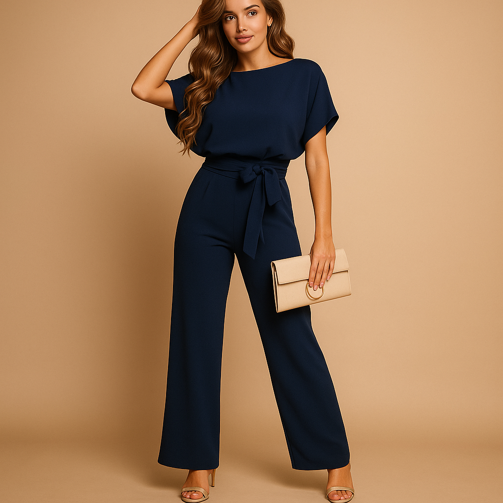 Glitter halterneck jumpsuit for women in silver, gold, black, green, or blue with open back and flared legs, perfect for parties and formal occasions