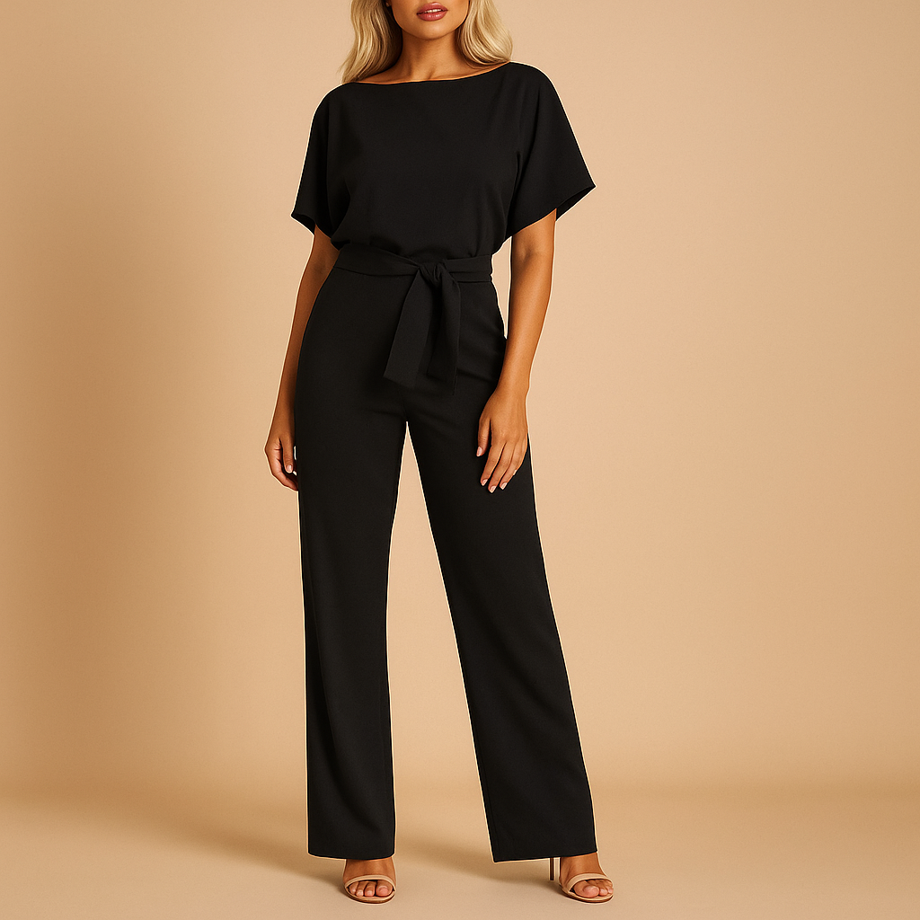 Glitter halterneck jumpsuit for women in silver, gold, black, green, or blue with open back and flared legs, perfect for parties and formal occasions