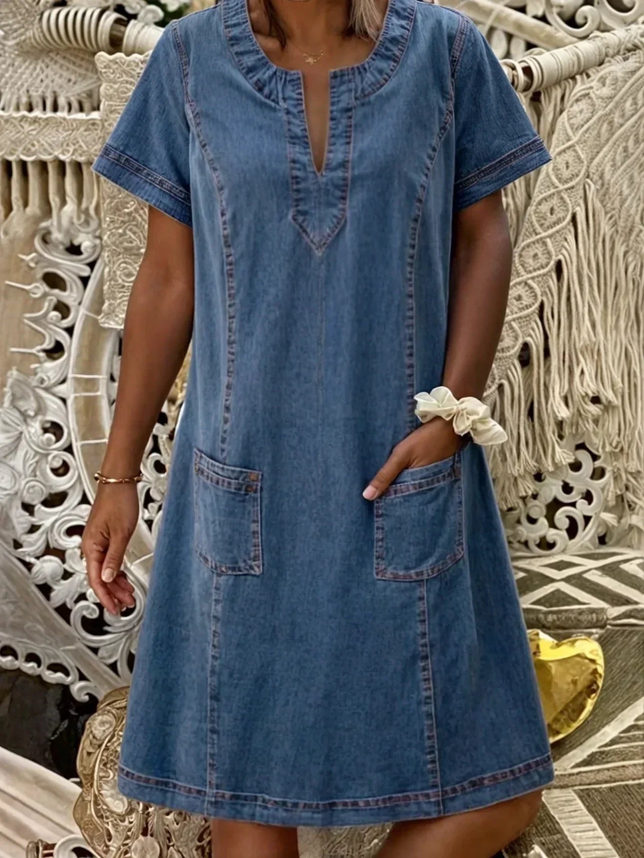 Comfortable Lightweight Blue Dress - Luxivelle
