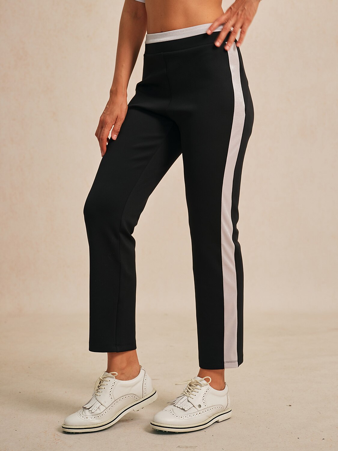 Comfortable 39 Inch Elastic Dark Blue Ankle Pants