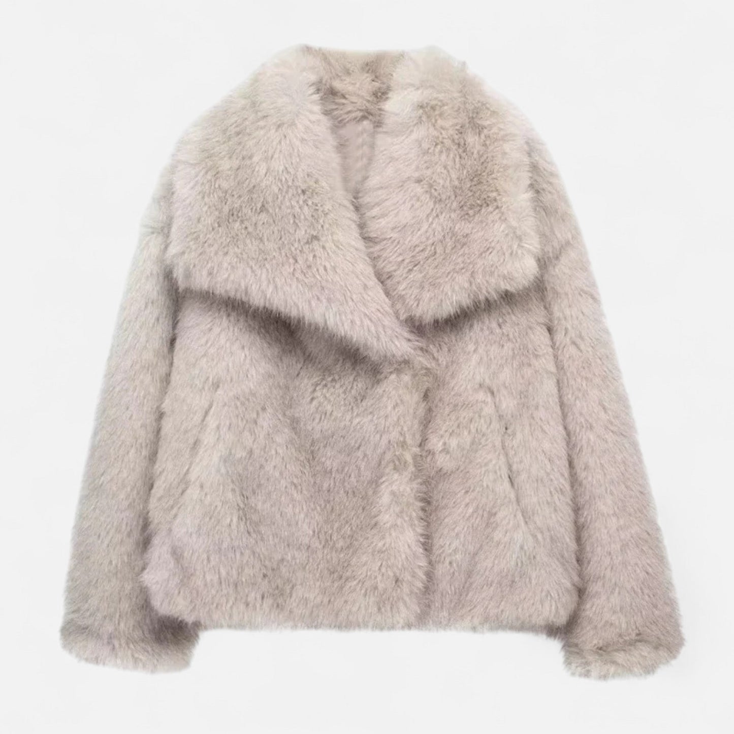 Short Puffer Winter Coat for Women with Faux Fur Collar