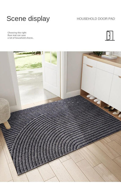 "Green non-slip heavy-duty door mat with textured surface for indoor/outdoor use, resists dirt, rain, and sun exposure."