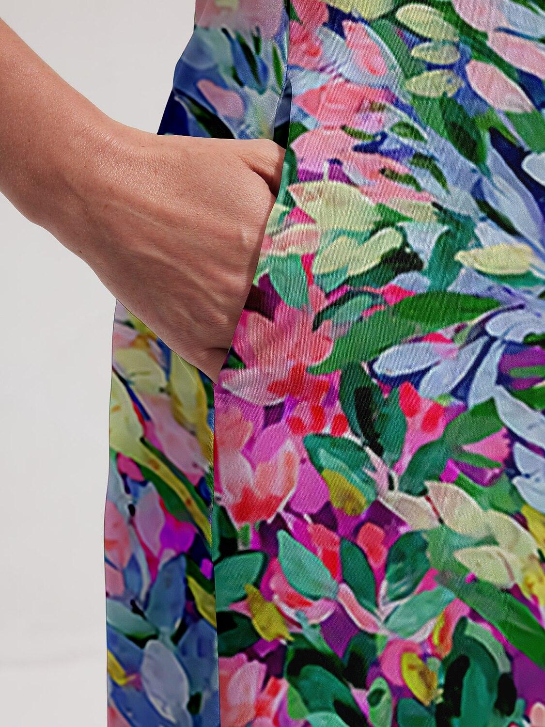 Floral Sun Protective Short Sleeve Maxi Dress