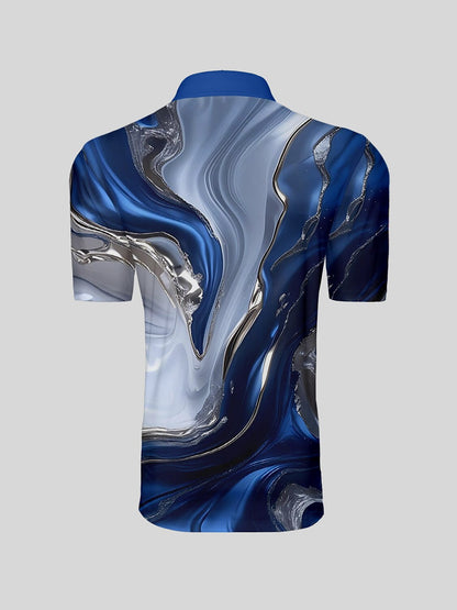 Graphic Print Men's Breathable Polo Shirt UPF 50+