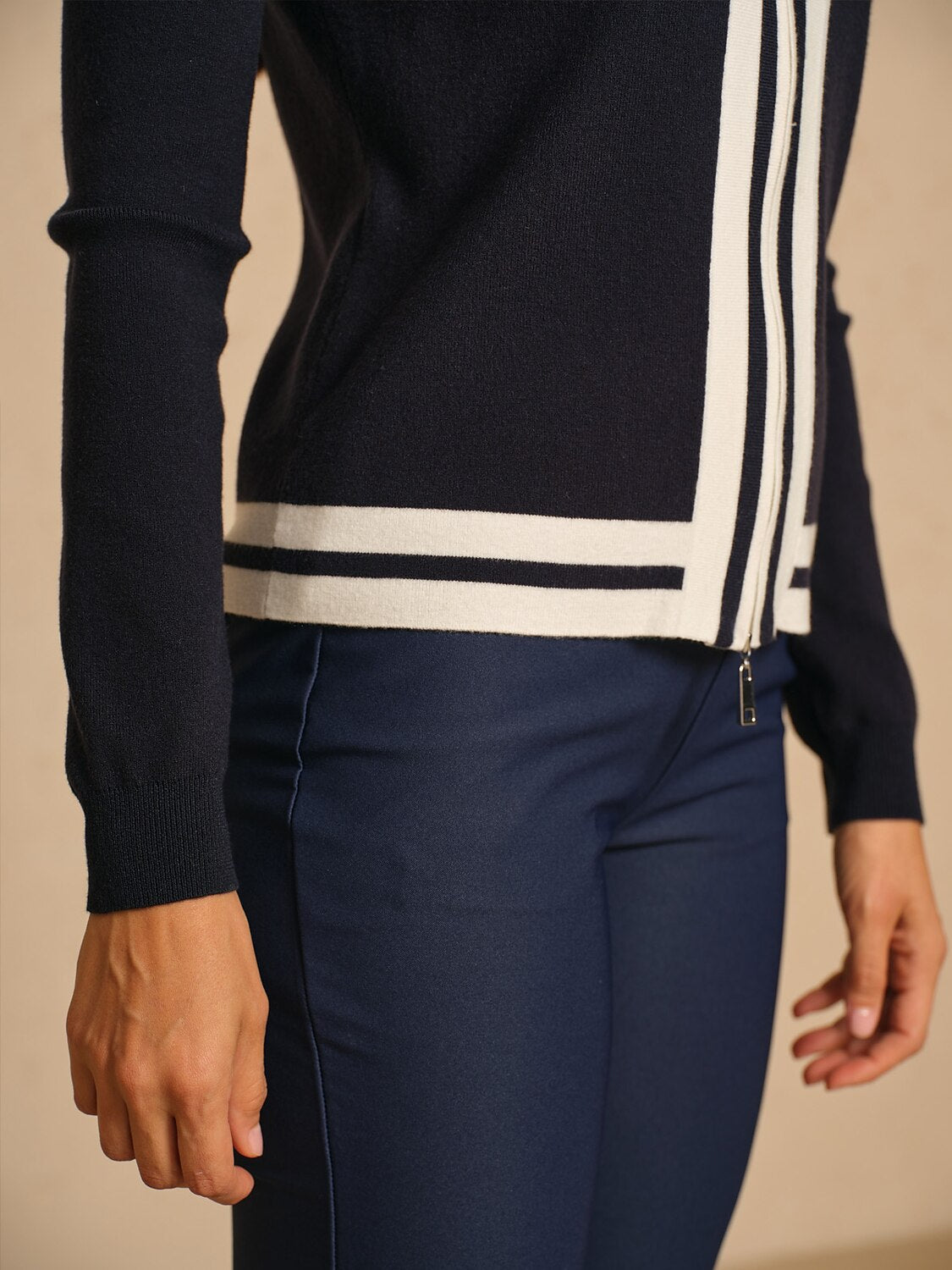 Classic Golf Stripe Full Zip Sweater