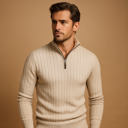 Men's Fleece Pullover Sweatshirt with Ribbed Arms - Luxivelle