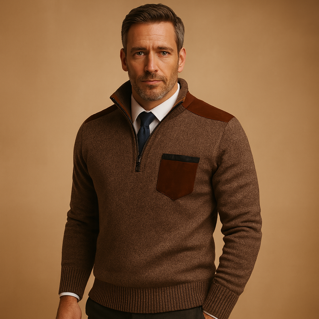 Men's Casual Mid Zip Sweater - Luxivelle