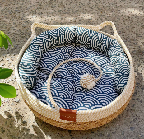 Natural Fibre Cat Basket Bed - Multiple Colors - Luxivelle