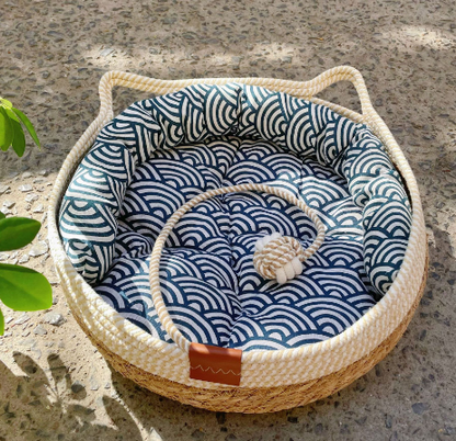 Natural Fibre Cat Basket Bed - Multiple Colors - Luxivelle
