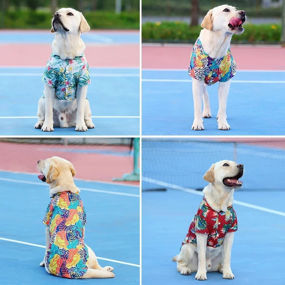 Colorful Island Dog Tee with Fun Floral Designs - Luxivelle