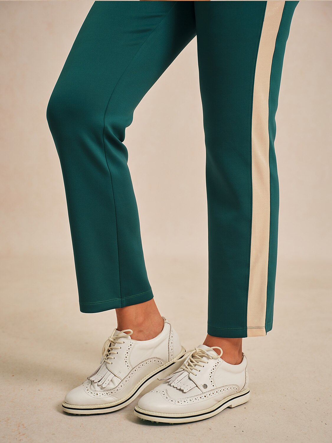 Dark Blue 39 Inch Elastic Block Ankle Pants