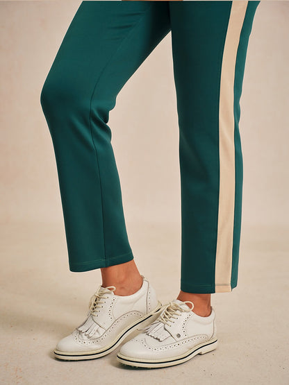 Dark Blue 39 Inch Elastic Block Ankle Pants