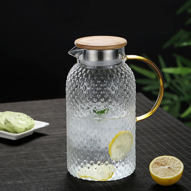Stylish Thermal Glass Pitcher with Wooden Lid