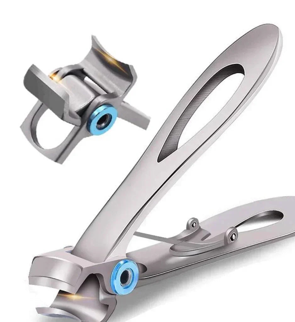 Heavy-duty nail clippers with sharp stainless steel blades, ergonomic anti-slip grip, and wide jaw for thick, hard nails.