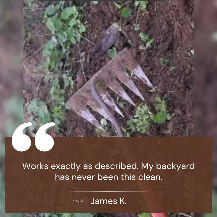Heavy-duty steel garden rake with V-shaped tines for effortless weeding, featuring ergonomic design and durable construction.