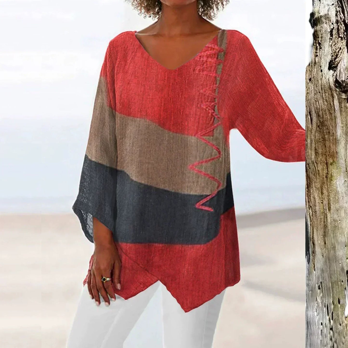 Elegant V-Neck Long Sleeve Shirt - Luxivelle