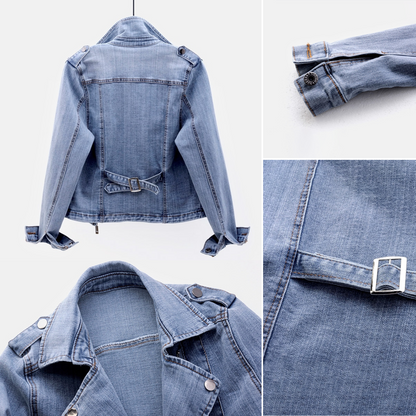 Blue Vintage Bike Leather Jacket