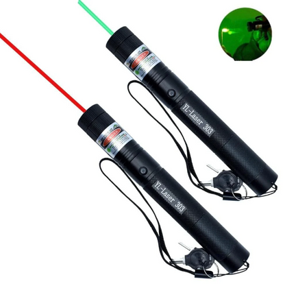 "High-intensity portable laser pointer with bright green beam, ideal for presentations and outdoor use. Compact and durable."