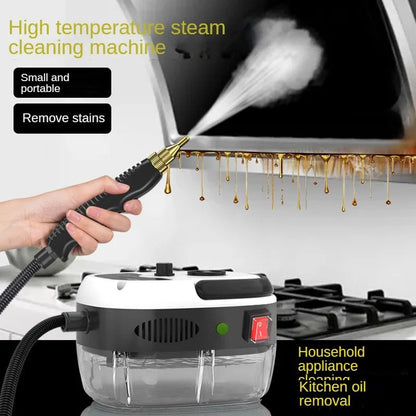 "High-temperature home steam cleaner with variable control, large tank, and extended reach, ideal for deep cleaning."