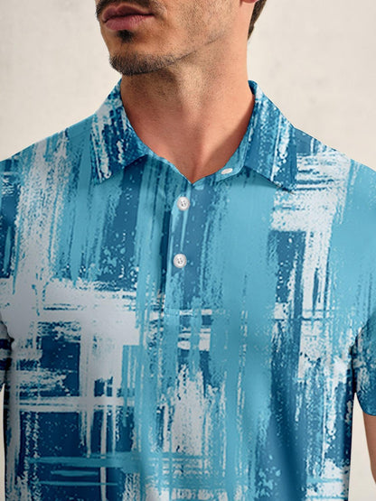 Graphic Print Men's Polo Shirt UPF 50 Protection