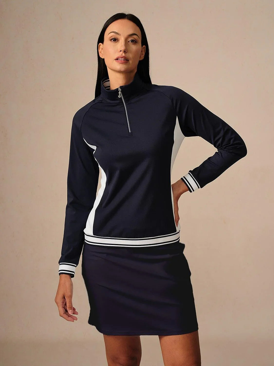 Dark Blue Quarter Zip UPF 50+ Long Sleeve Top
