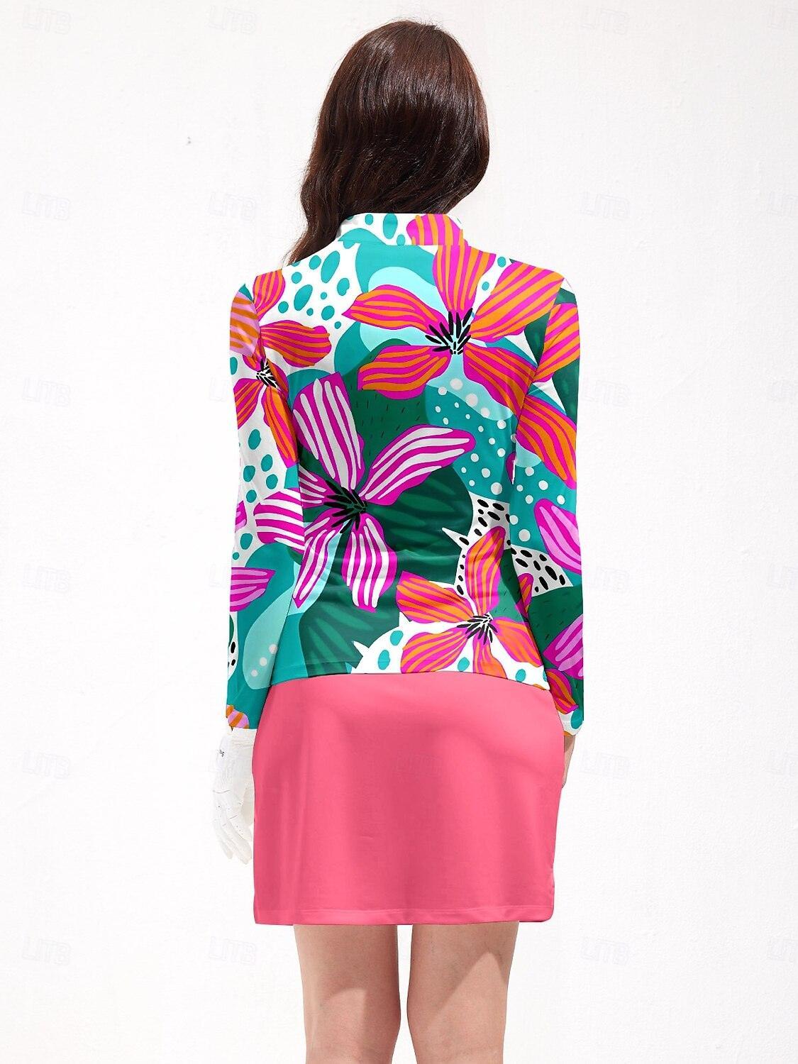 Vibrant Hawaiian Golf Quarter Zip Sun Shirt UPF50+